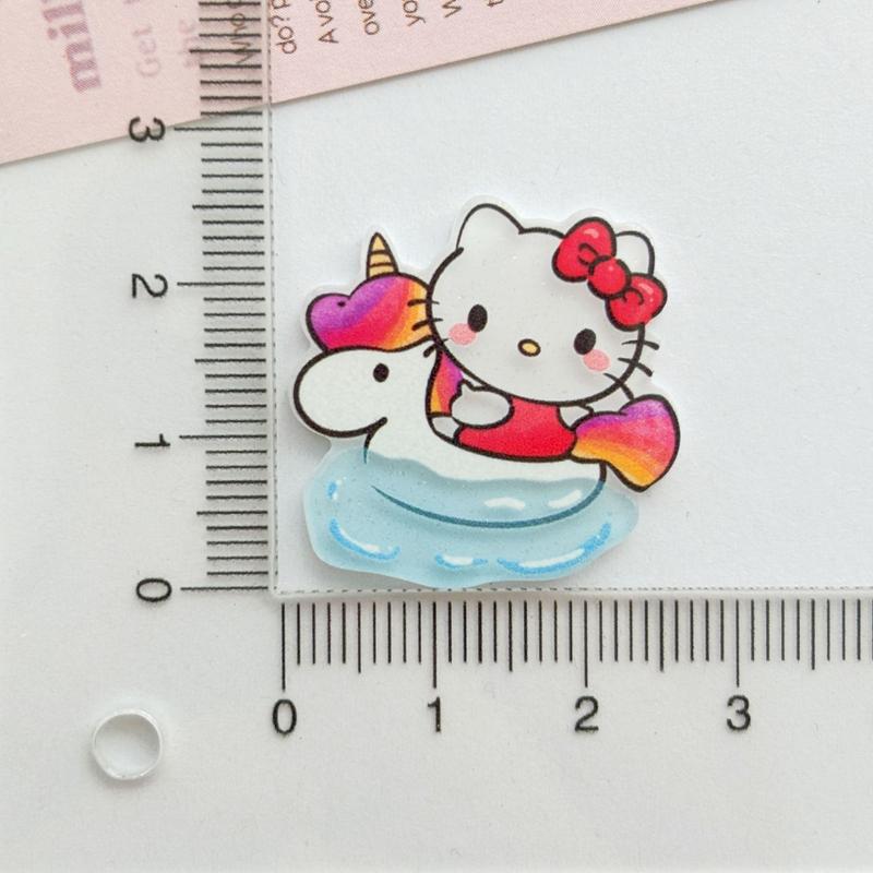 10Pcs New Acrylic Kawaii Cartoon Anime Summer Fun Series Clip Book Diy Jewelry Party Children Gift Hairpin Accessories A105