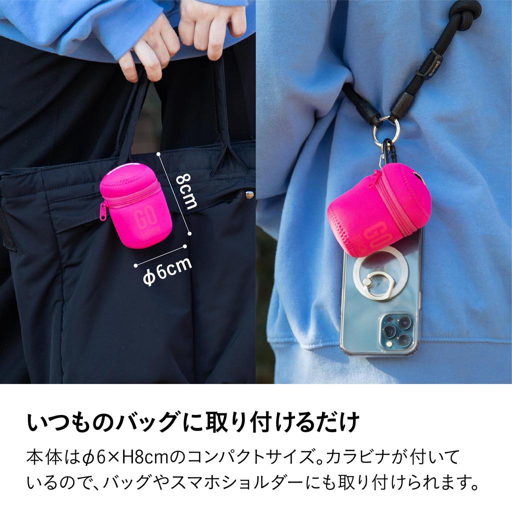 CB Japan Przenośny Kosz na Śmieci na Zewnątrz, Różowy, z Karabinkiem, Idealny na Ryby, Spacerowanie i Aktywności na Świeżym Powietrzu, GOTHROW