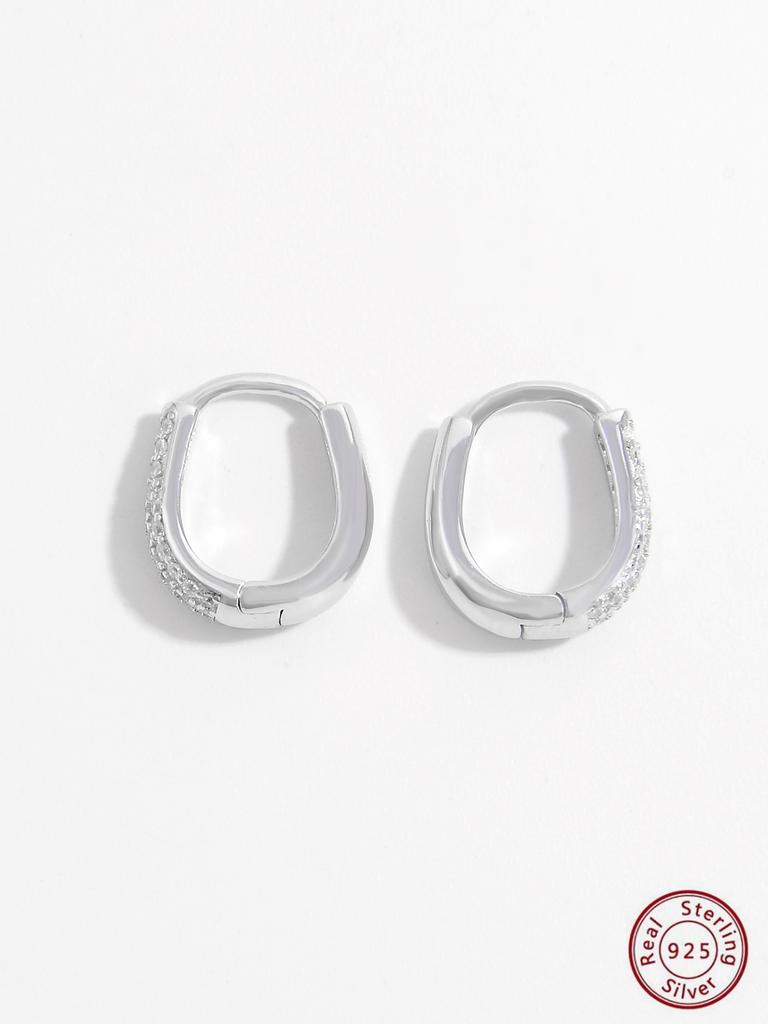 925 Sterling Sølv Zircon Hoop Øredobber For Kvinner Minimalistisk Nydelig Fasjonable Fine Smykker Til Fest Bryllup Daglige Gaver