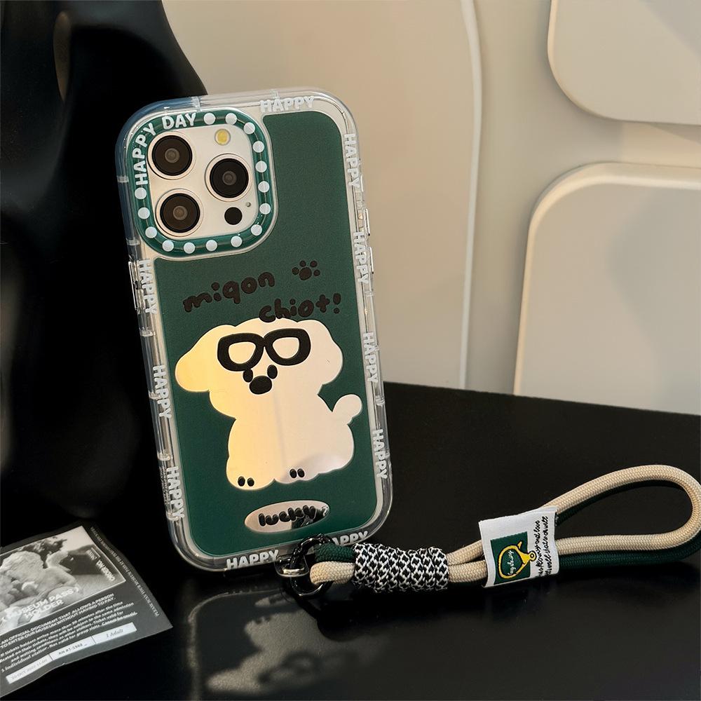 Couple Trendy Dog Mirror Is Suitable for IPhone 16, IPhone 15 Phone Cases 14 ProMax11 Bracelets 12