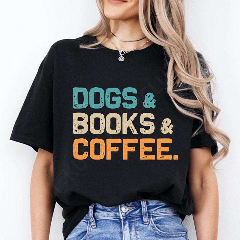 Weekends Coffee and Dogs Trend Print T Shirt Short Sleeve Summer Clothes Women Clothing Fashion Graphic T-shirt Mom Tee Tops