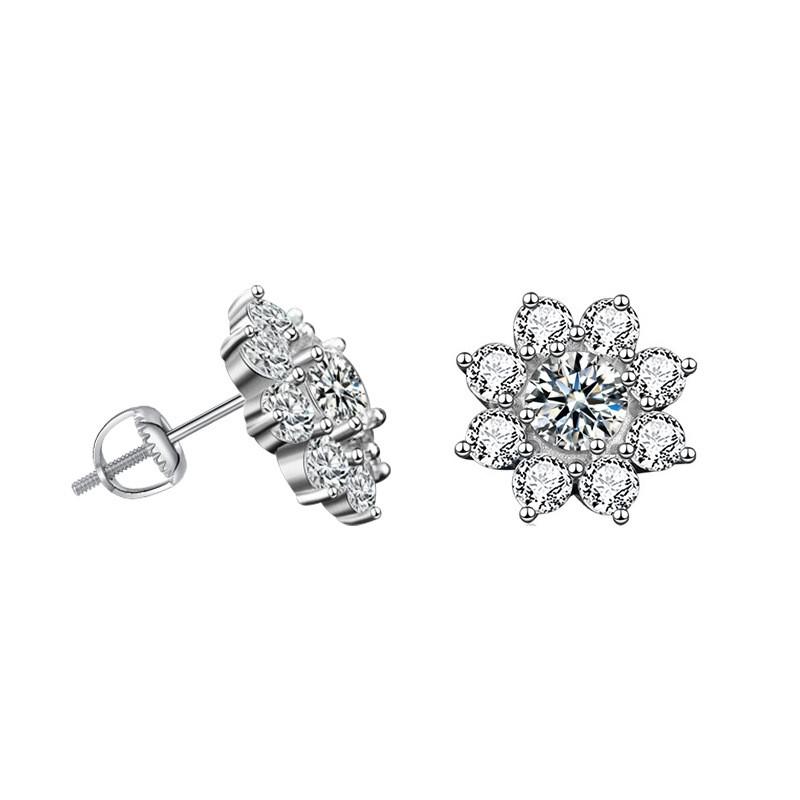 Geometric Sunflower Stud Earrings Women Sterling With Moissanite Minimalist Fashion Jewelry 50mm 50mm Moissanite