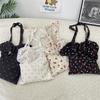 Cherry Ruffled Shoulder Bag For Women Floral Style Handbag Large Capacity Casual Shopper Tote Bags