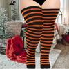 Halloween Weihnachten Gestreifte Gestrickte Oberschenkelhohe Socken für Damen Dicke Oberschenkel Überknielange Strümpfe Super Elastische Strumpfwaren