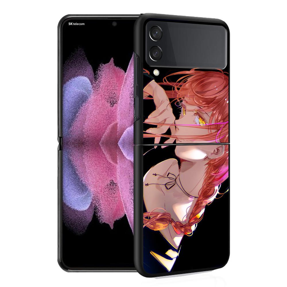 

Роскошный чехол для Samsung Galaxy Z Flip 4 3 5G черный ПК жесткие чехлы для телефонов модная задняя крышка ZFlip Funda Chainsaw Man аниме Makima Samsung Z Flip 5G