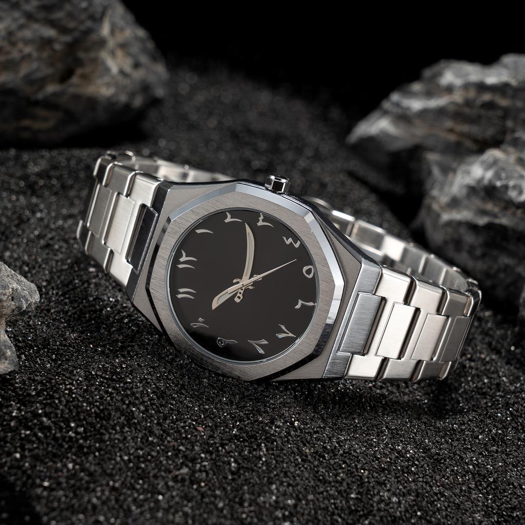 Modern minimalist personality creative allblack men watch Arabic numeral knife pointer leisure alloy watch unique design watch