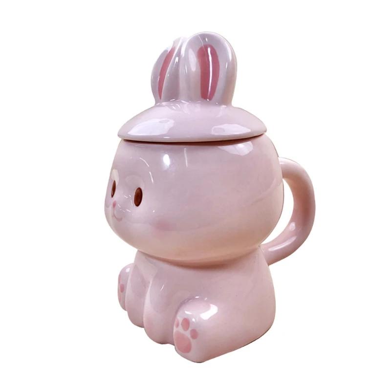 Cute INS Style Ceramic Mug Creative Kawaii Rabbit Coffee Cup Couples Cup Breakfast Milk Tea Mug Valentine's Day Gift