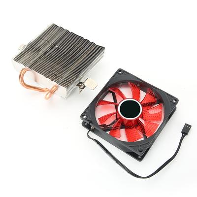 CPU-Kühler 3-Pin-Anschluss PC-Zubehör mit Licht 2 Kupferrohre für AMD 775   1155   1366