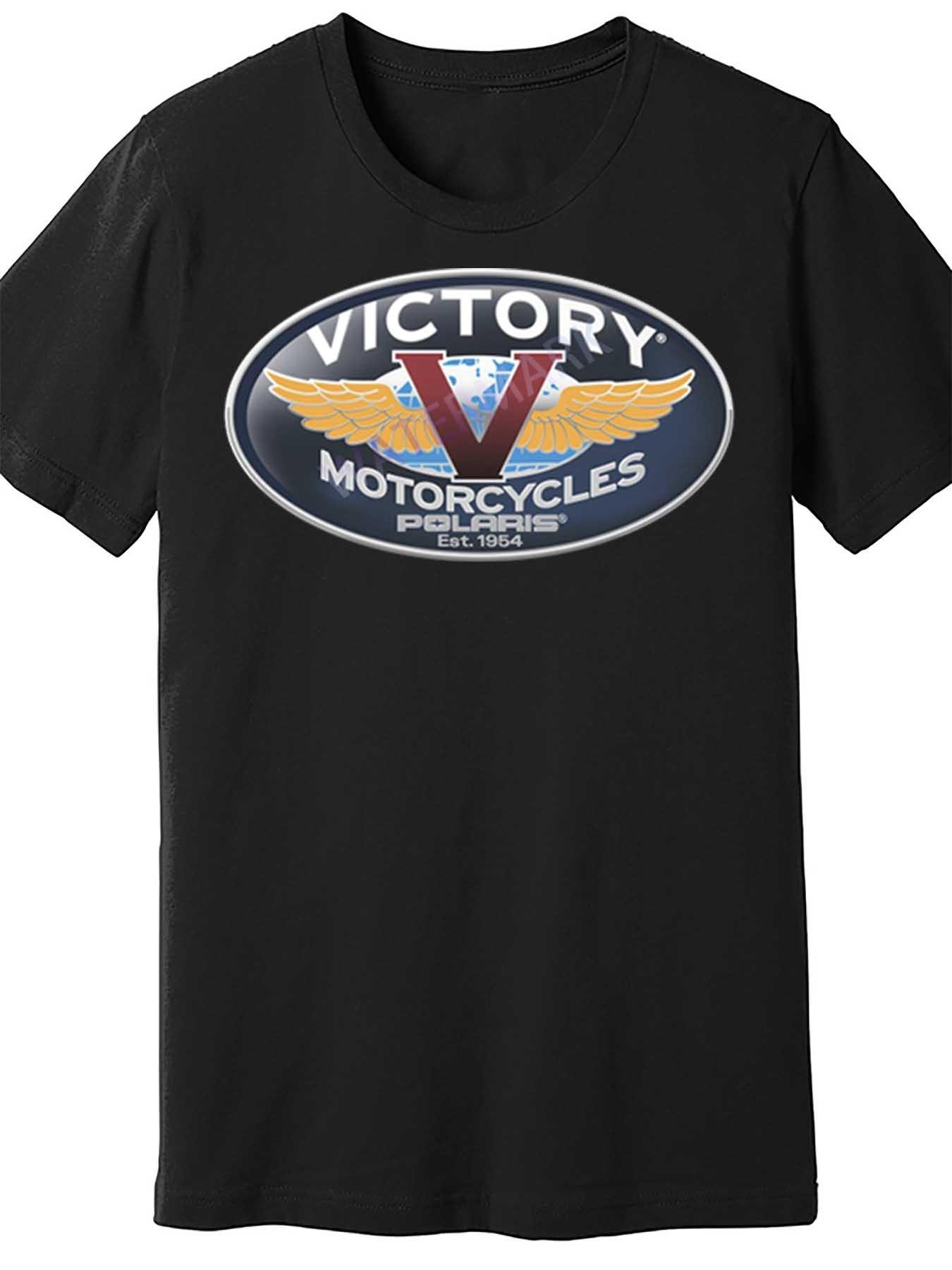 Victory Motorcycle Graphic Short Sleeve T-shirt - Bold Wings & Emblem Print XXXL