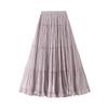 Summer Midi Flare High-Waist Mesh A-Line Pleated Skirt 9361