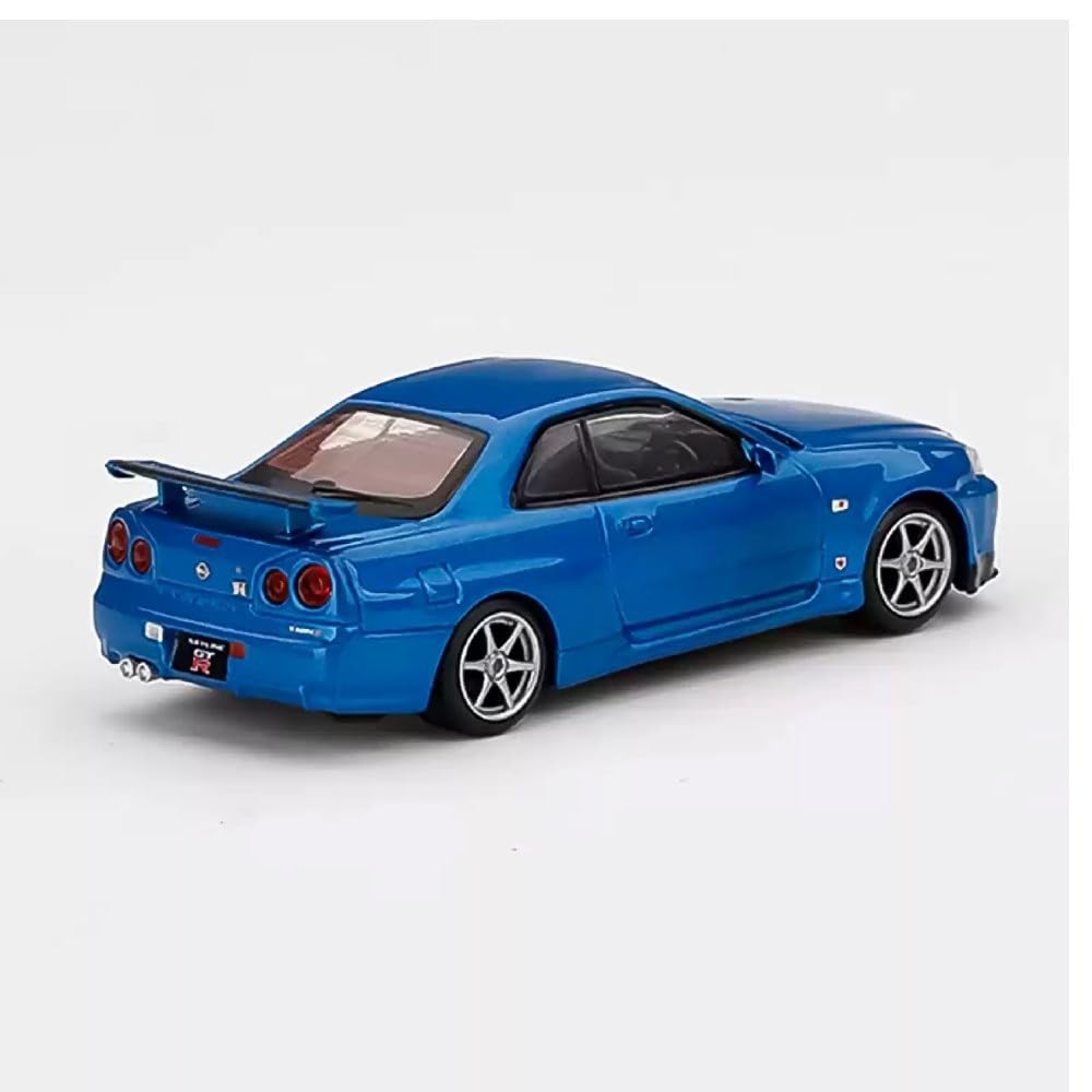 MINI GT 1/64 Nissan Skyline GT-R R34 V-Spec Bayside Blue (Right-Hand Drive) Finished Product