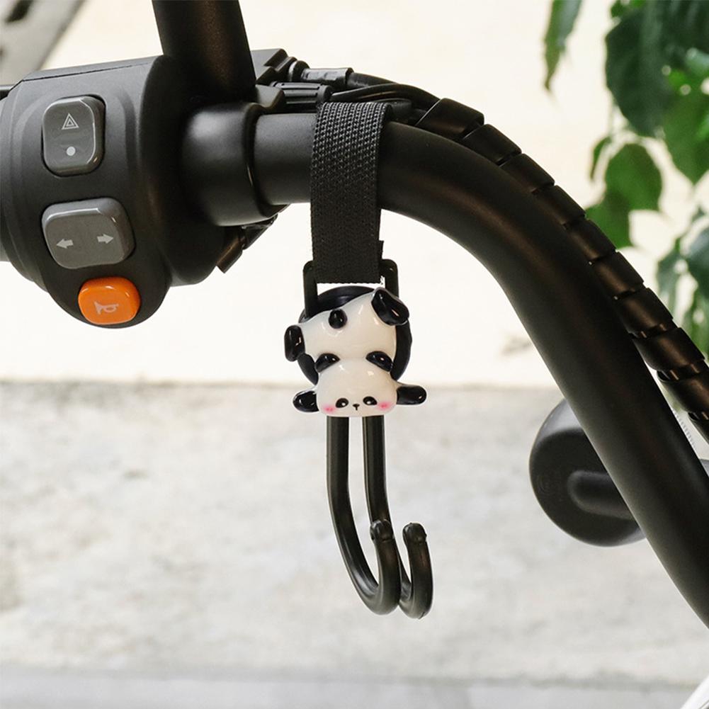 Drehbarer Handgriff für Motorräder und Elektrofahrräder mit Doppelhaken zur Helmaufbewahrung, Haken für Gepäcktaschen, niedlicher Panda für Fahrräder und Roller