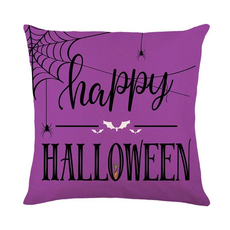 40/45/50cm Halloween Party Decorations Linen Pillowcase for Sofa Black Witch Ghost Print Throw Pillow Cover Home Decor