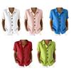 Women Tops Lapel Short Sleeve Buttons Placket Shirt Tops Pure Color Loose Fit Casual Style Shirt Home Dates Versatile Wear