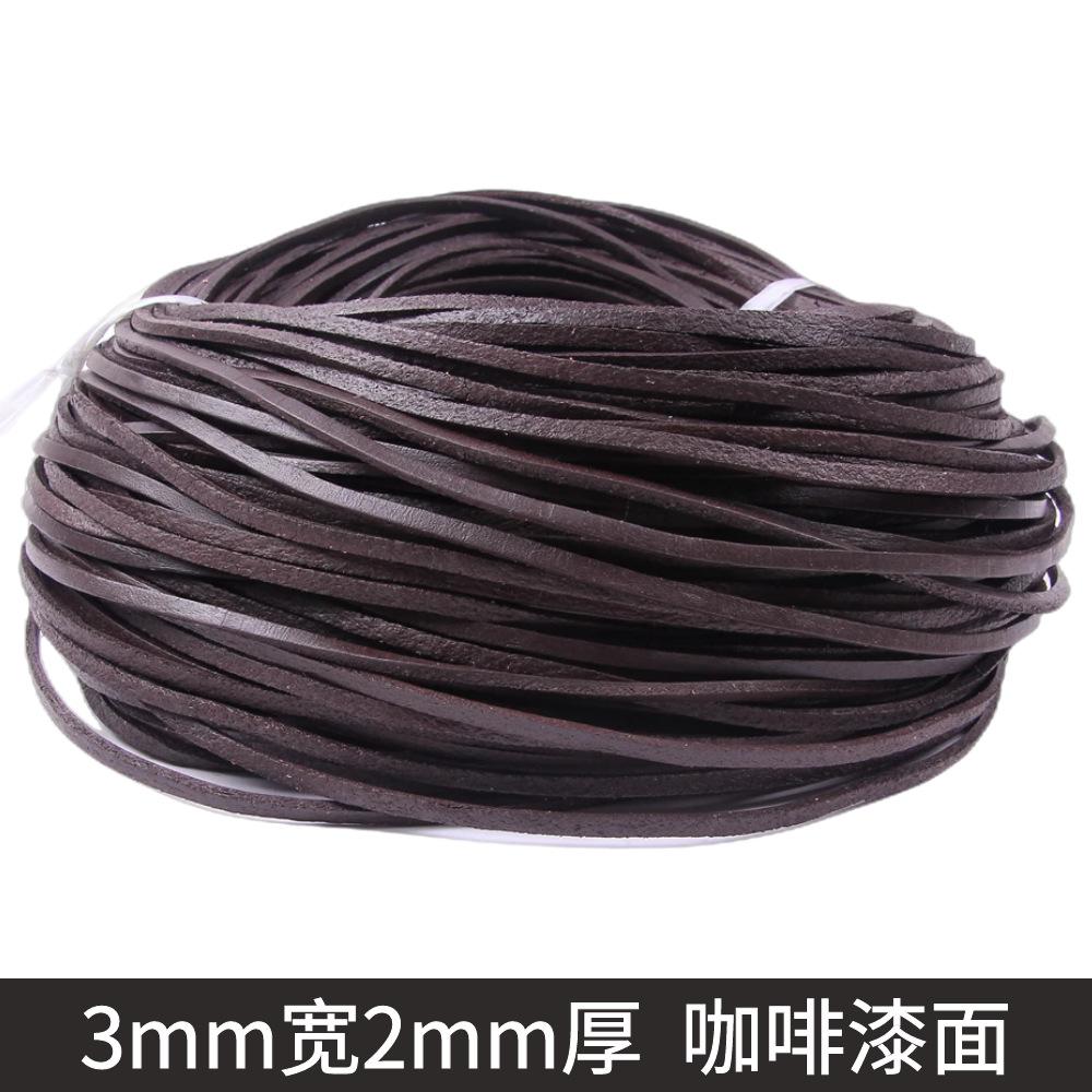 Diy Rope 2Mm Thick 3Mm Wide Rope Braided Rope Leather Strip Rope Vegetable Tanned Leather Flat Leather Rope Cowhide Natural Color Coffee Black 2mm wide and 2mm thick 1m кофейный