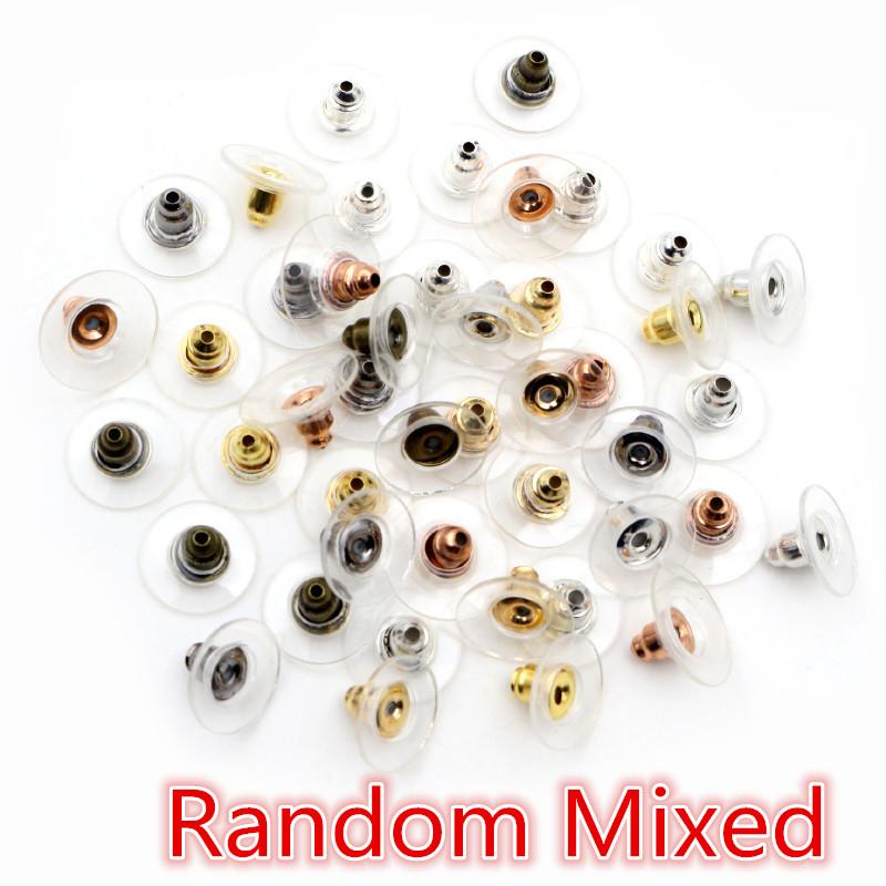 100pcs/Lot 11x6mm Plastic Metal Earring Backs Bullet Stoppers Earnuts Ear Plugs Gold/Silver Plated Findings Jewelry Accessories