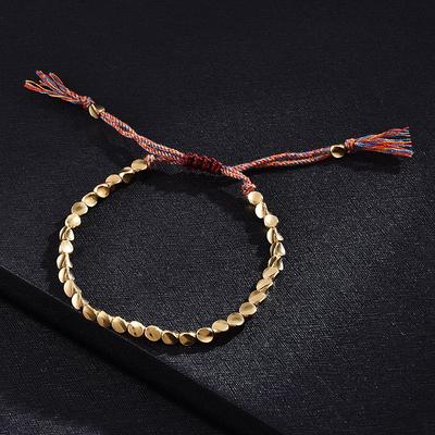 Friendship Thread Rope Adjustable Tibetan Bangles Copper Beads Wrist Jewelry Braided Bracelet