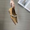 2025 New Fashionable and Versatile Solid Color Pointed Toe Women's Single Shoes with Rhinestone Decoration Slip-on Women's Shoes