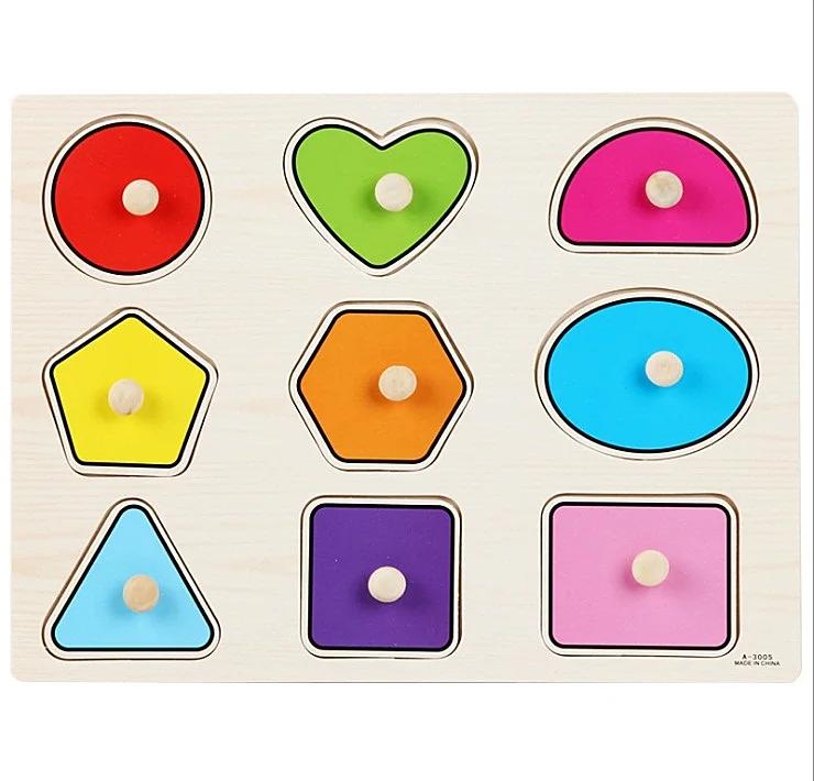 30cm Baby Toys Montessori Wooden Puzzle Hand Grab Board Educational Wood Puzzles for Kids Cartoon Animal Vehicle Gift for Child