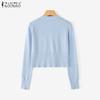 ZANZEA Spring Women V Neck Long Sleeve Buttons Cropped Casual Sweaters Cardigans