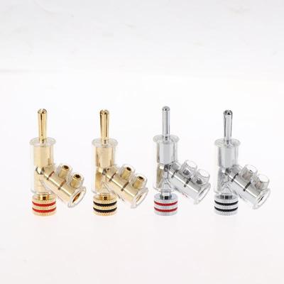 2/4Pcs Hifi Gold/Rhodium Plated Lockable Speaker Cable Banana Plug Connector Self-Locking Audio Accessories