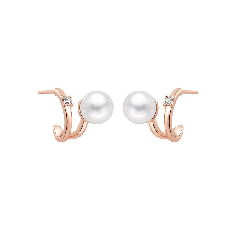 925 Sterling Silver Freshwater Pearl Stud Earrings for Women – Fashionable and Simple Niche Design Jewelry 925 Sterling Silver