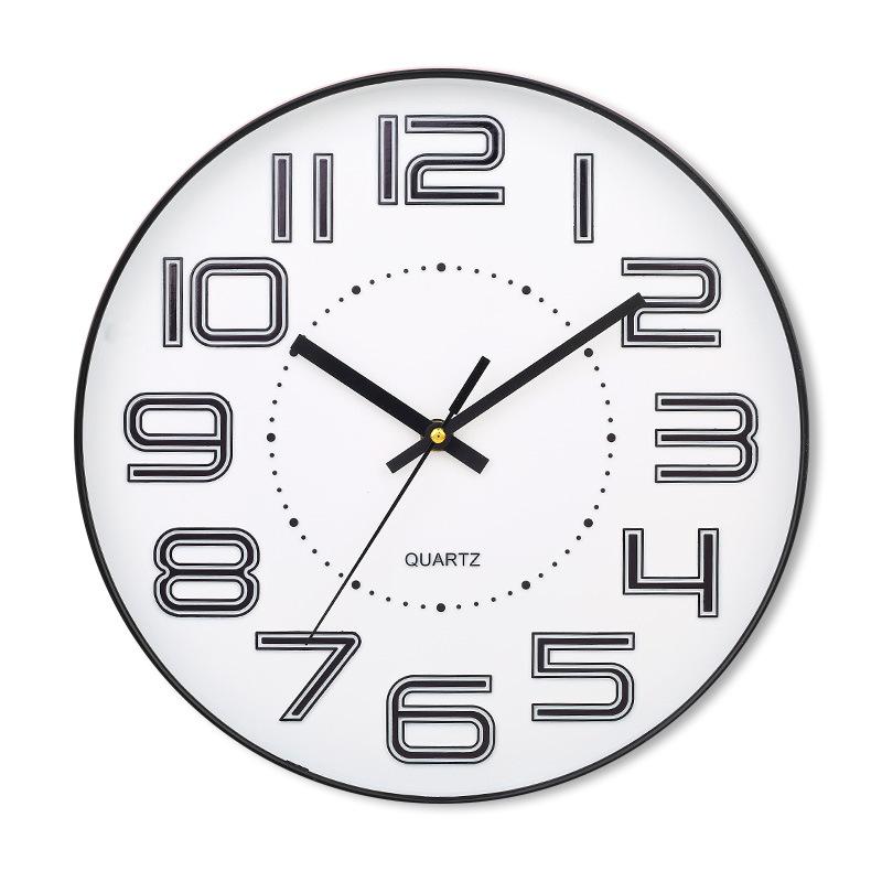 12 Inch 30CM Silent Wall Clock, Creative and Fashionable, Three-dimensional Digital Minimalist Clock for Home Living Room