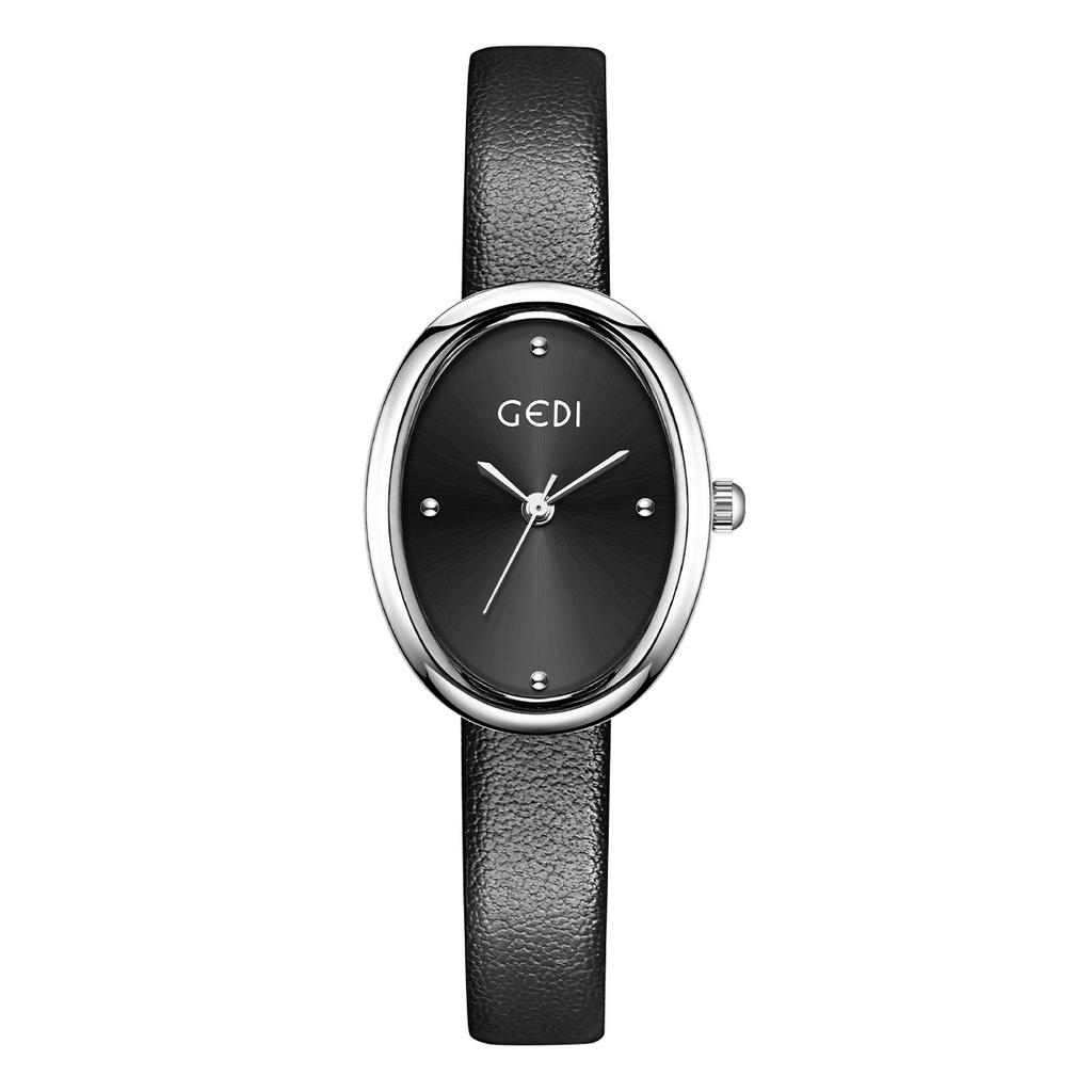 Vintage Niche Design Sense Oval Women'S Watch Small And Simple High Sense Student Belt Quartz Watch