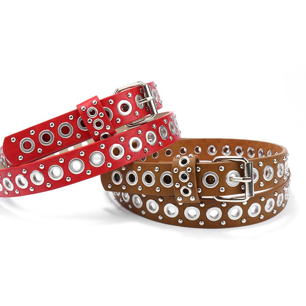 Hollow Belt Women'S Decorative Jeans Belt Punk Simple Blue Pin Buckle Belt