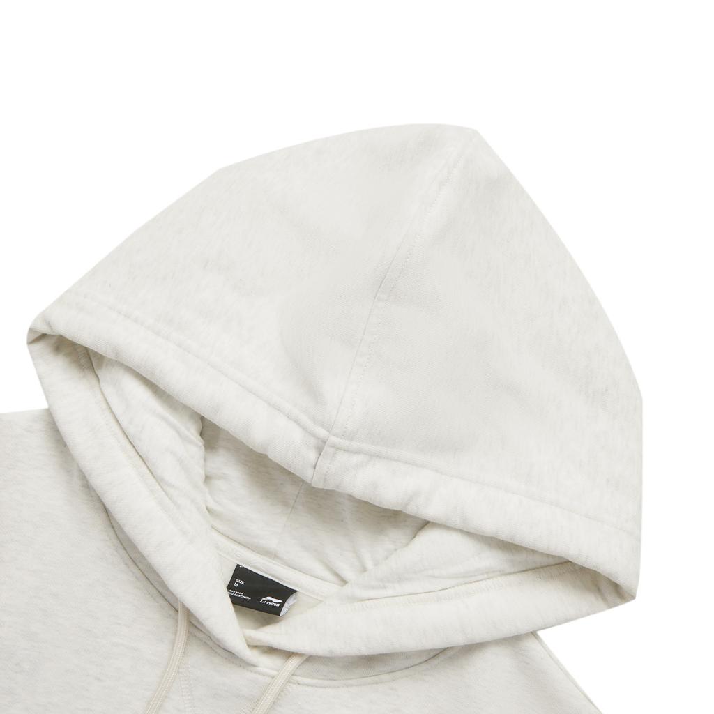 Li Ning Sports Lifestyle Series Letter Loose Hooded Warm Fleece Pullover Long Sleeve Sweatshirt Women Sweatshirt Light-Floral-Gray AWDU452-7
