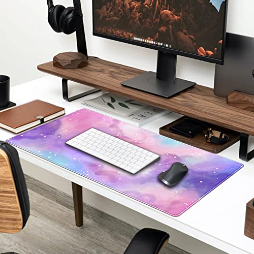 Purple Starry Sky Galaxy cute e-sports mouse pad locking edge non-slip large computer table pad 80x40cm