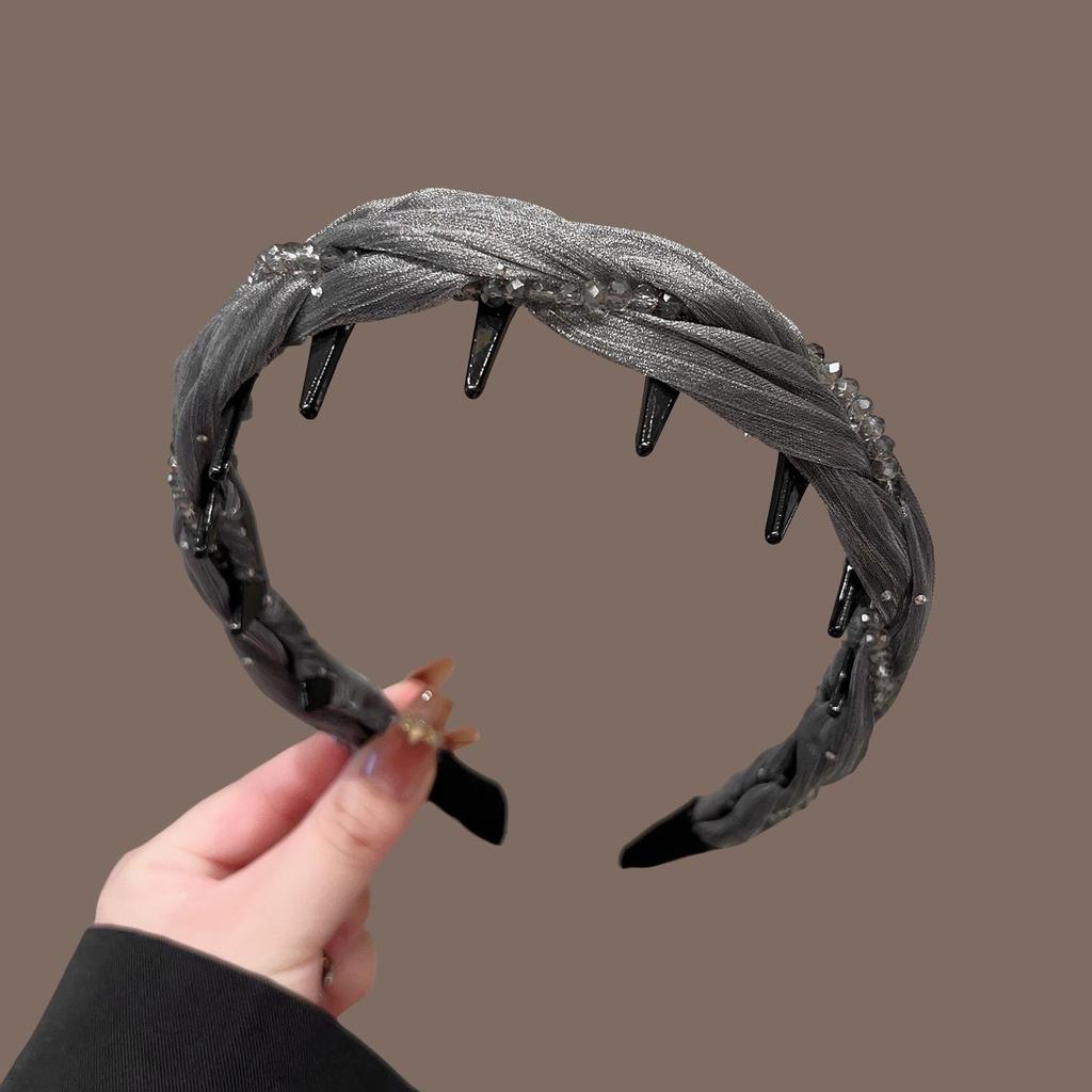High-End Women's Bow Headband with Teeth - 2025 Face Washing & Hair Pressing Accessory