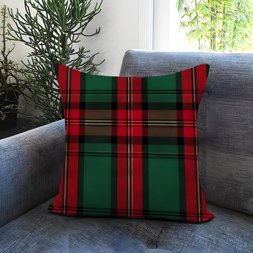 Fashion C-CChristmas Plaid Cushion Cover Comfortable Reversible Pillow Cover Ideal for Car Sofa Bedroom & Beyond