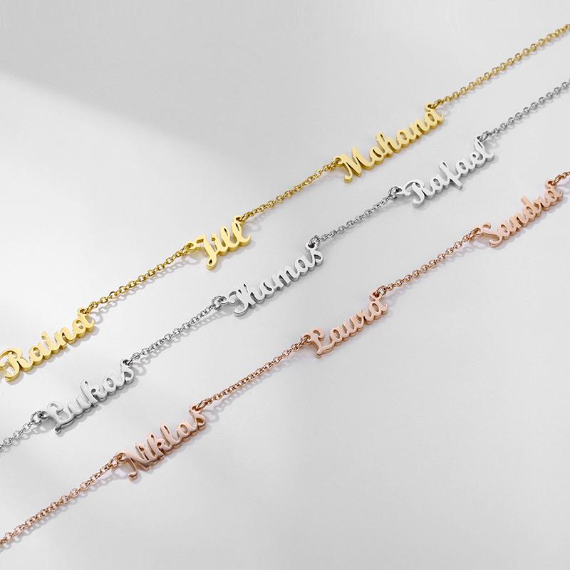 Fashion Gold Plated DIY Name Necklace Personalized Multi Nameplate Necklace Jewelry Mother Day's Gift