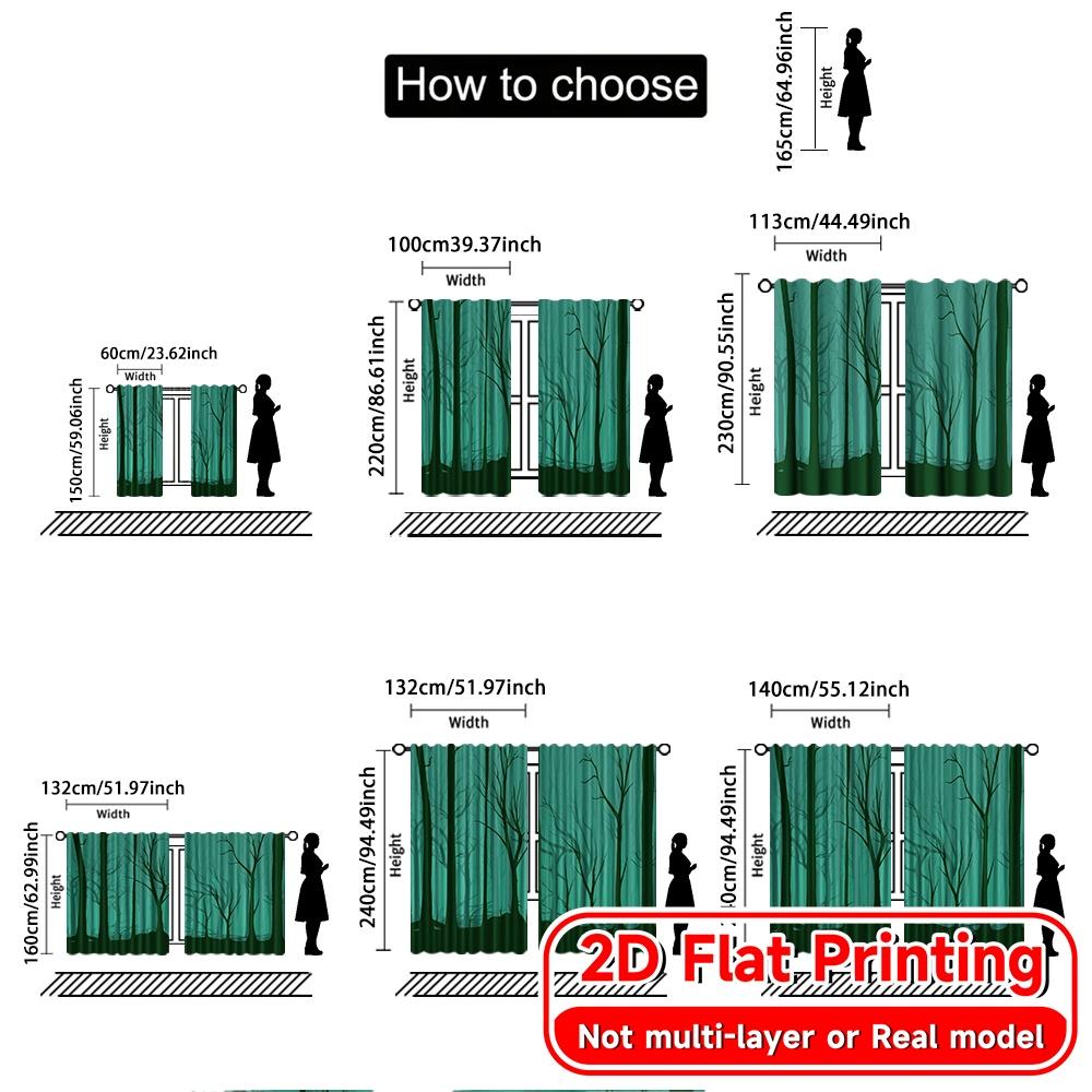 2pcs   2D FLAT PRINTING Curtains (Without Rod) Mystic Forest Christmas holiday curtains with digital printing Versatile Polyester