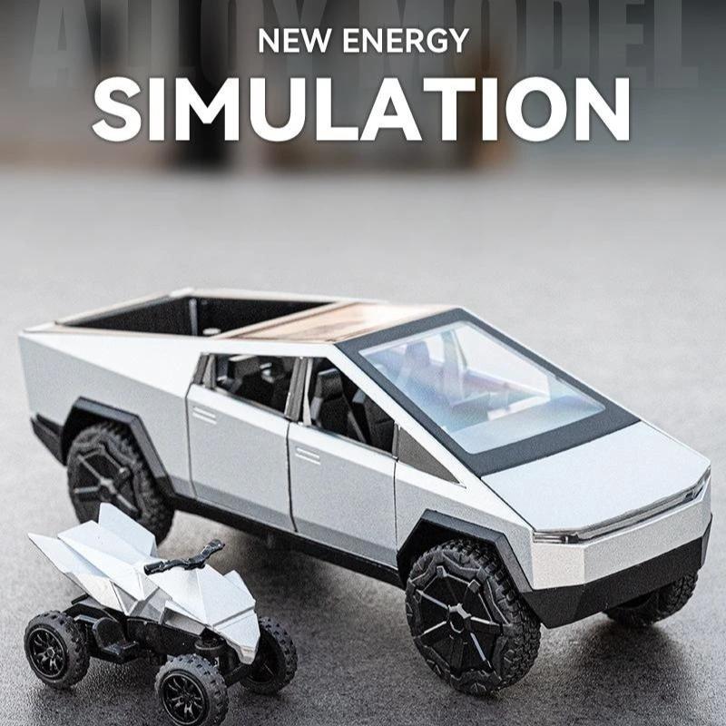1/32 Tesla Cybertruck Pickup Model S Model X Model Y Toy Car Diecast Metal Off Road Collection Pull Back Sound Light Gift Boy