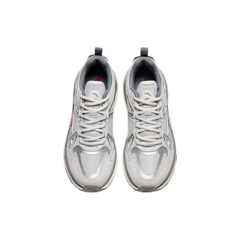 Anta Engine Shock Absorbers Slip Resistant Abrasion Resistant Low top Casual Shoes Men's Silver Sneakers 112348863-3