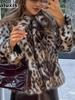 Veste en Fausse Fourrure Imprimé Léopard pour Femme - Longueur Courte, Col Montant, Tendance & Unique
