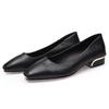 2025 spring new low-heeled leather women's shoes square head shallow mouth work shoes flat-heeled leather shoes thick heel versatile