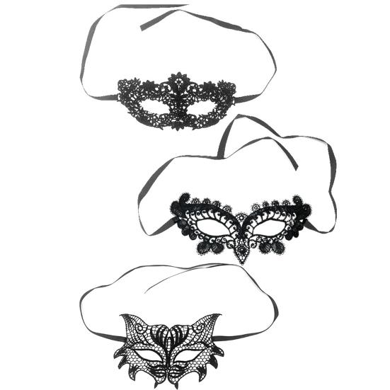 3-teilige Augenmaske aus Spitze, hohle Blume, Königin, Spinnen-Stil, Party, Date, Valentinstag, Tanz, angenehme Haut, freiliegende, geheimnisvolle Partymaske