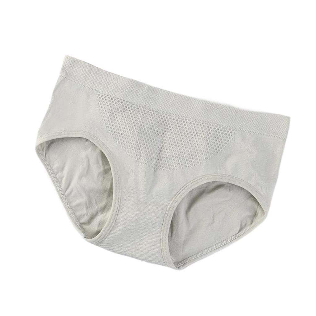 3-Pack Women’s Breathable Cotton Panties Honeycomb Weave Seamless Soft Underwear Gray Pink Nude