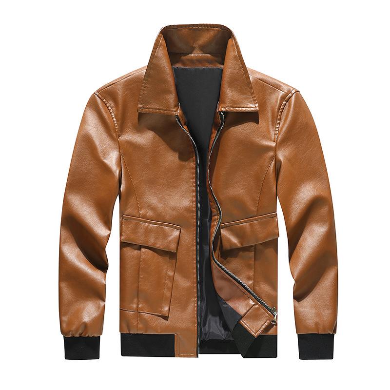 Мужская кожаная куртка весна и осень новая мужская одежда корейская версия тонкая мужская — фото 2