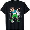 Dabbing Soccer Boy Uzbekistan Football Fan Ball Cracked Wall T-Shirt