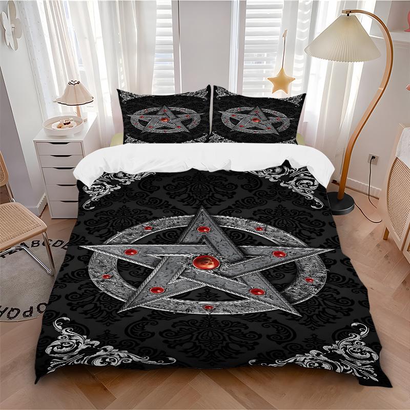 

3pc Star Gothic Cover Set - 1 Quilt Cover + 2 Pillowcases, All Seasons Bedroom Setting, Perfect for Home041 135x200cm