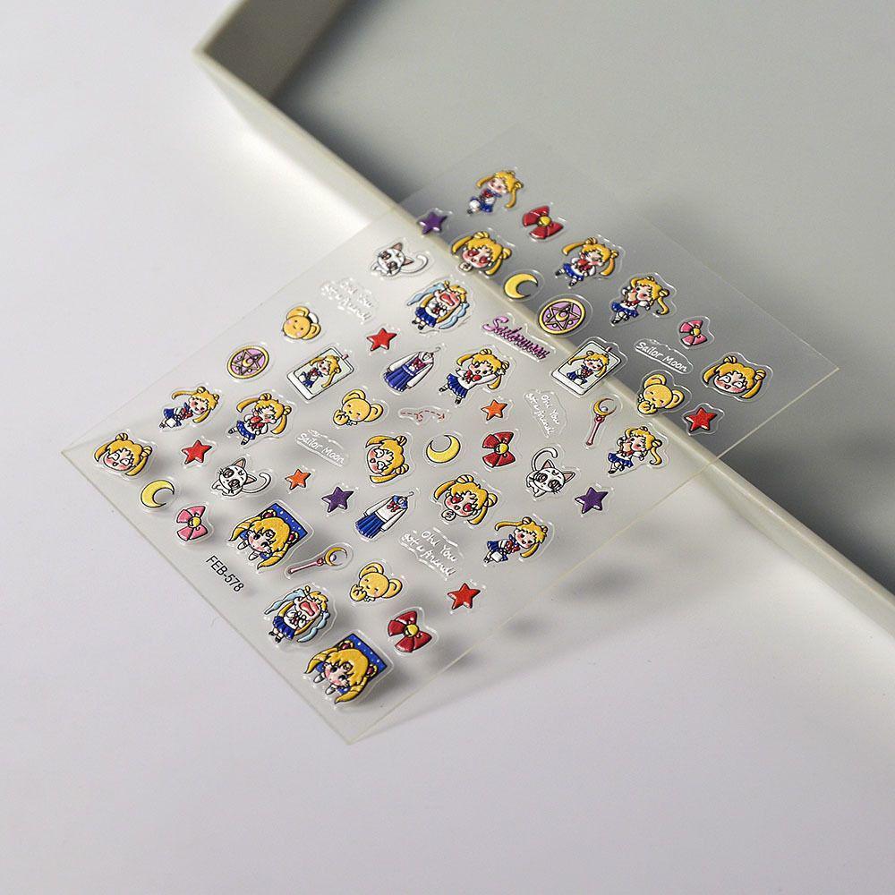 Retro Anime Sailor Moon 5D Nail Art Aufkleber - Niedliche Usagi Tsukino Geprägter Japanischer Stil.