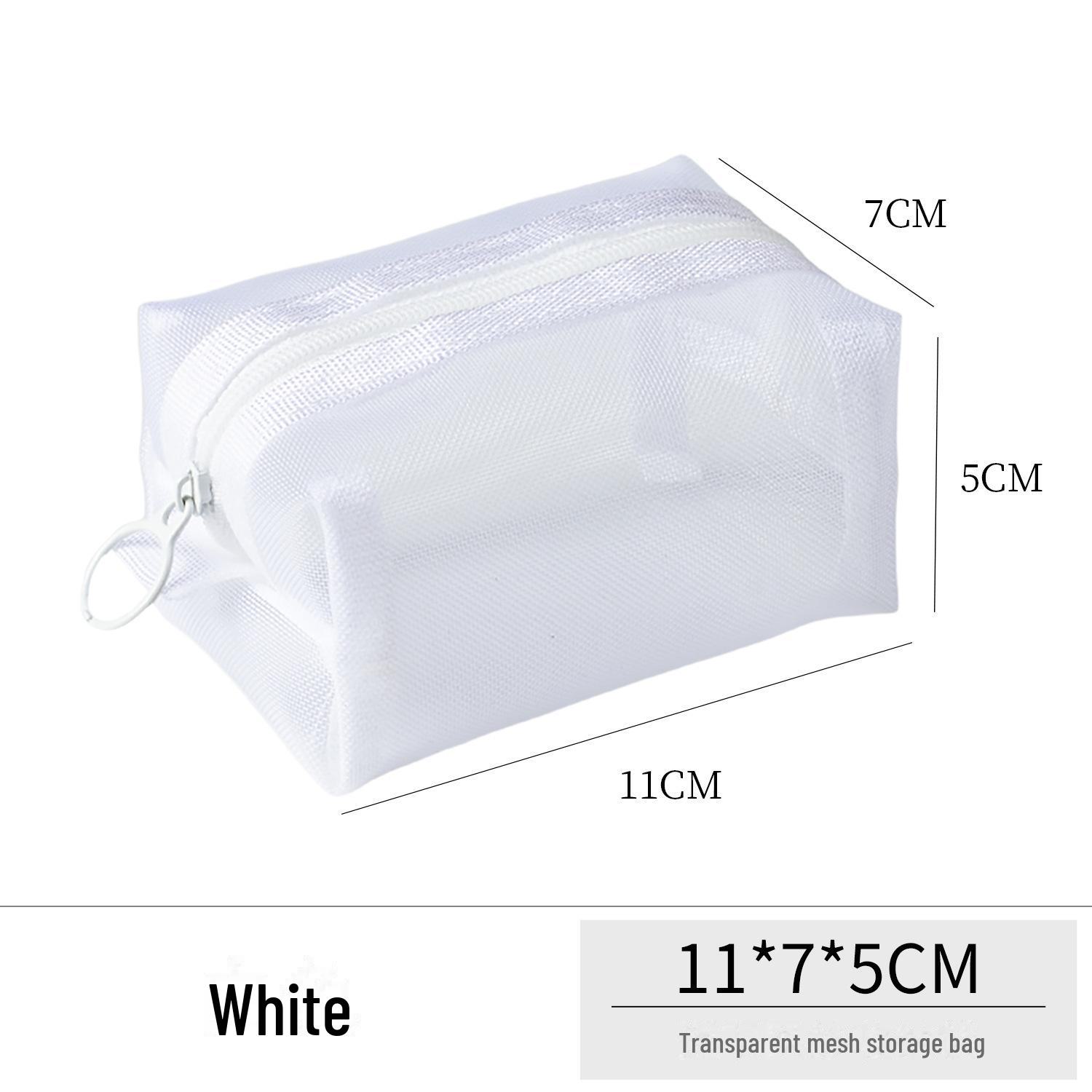 

Компактный сетчатый органайзер: Мини-сумка для хранения монет, наушников, кабелей и помады с застежкой-молнией. белый