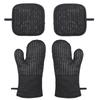 Cotton Silicone Oven Mitts Heat Non-Slip Barbecue Gloves Kitchen Oven Gloves Potholders 1 Pair Oven Mitts 2 Pot Holders
