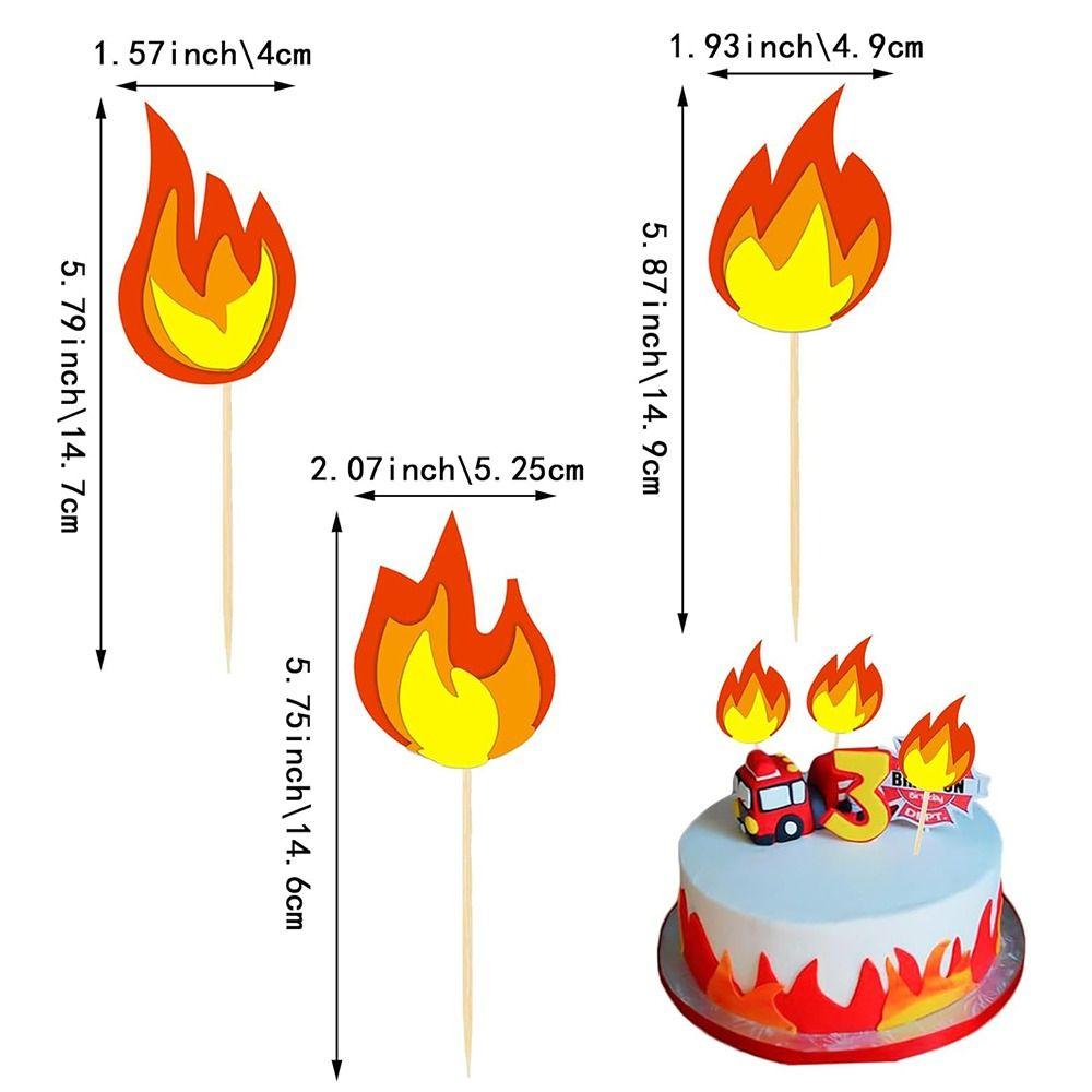 Papierkarten Kuchendeckel Holzstäbchen Feuer Kuchendekorationen Geburtstagsparty Supplies
