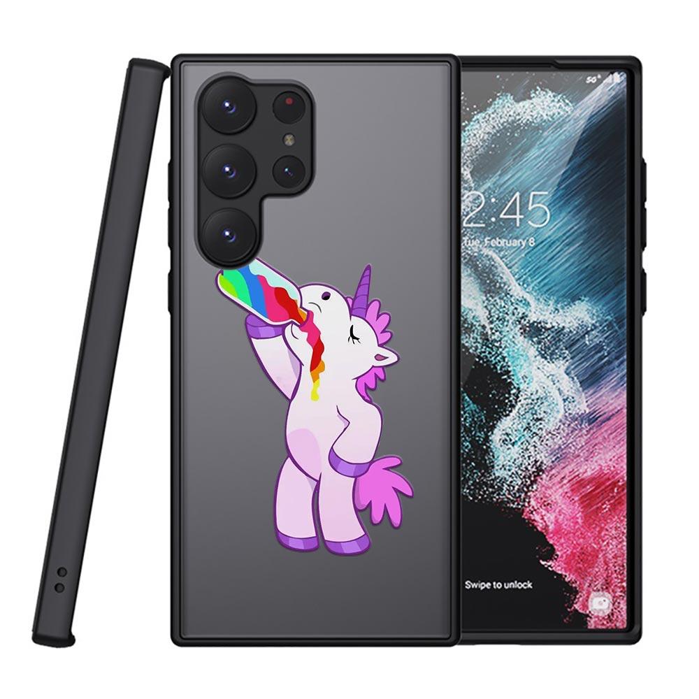 S23 Ultra Case For Samsung Galaxy S23 S22 Ultra S20 S21 FE Plus S10 Lite S24 Phone Case Matte Clear Cover Funny Unicorns Rainbow
