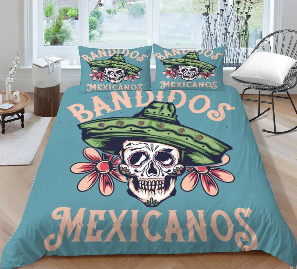 Home Bed Set Skull Print Pillowcase Bedspreads Soft Duvet Cover Queen King Size Teen Boy Girl 3D Soft Quilt Cover